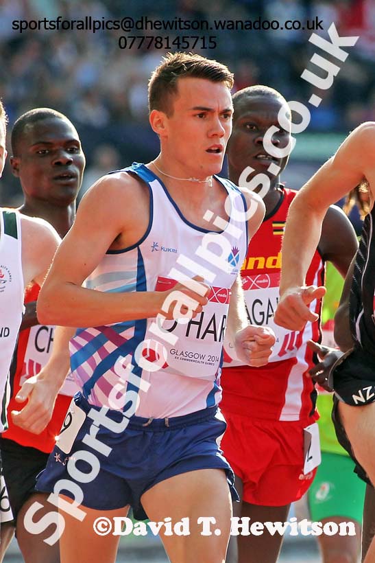 Chris O'Hare (Scotland) 1500 metres heats at the Commonwealth Games, Glasgow. Photo: David T. Hewitson/Sports for All Pics